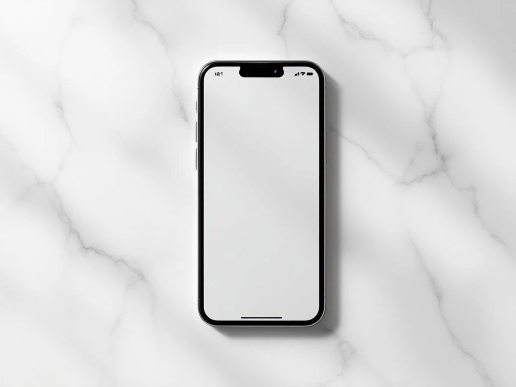Smartphone displaying event app interface with calendar, location, notification and profile icons on white marble surface
