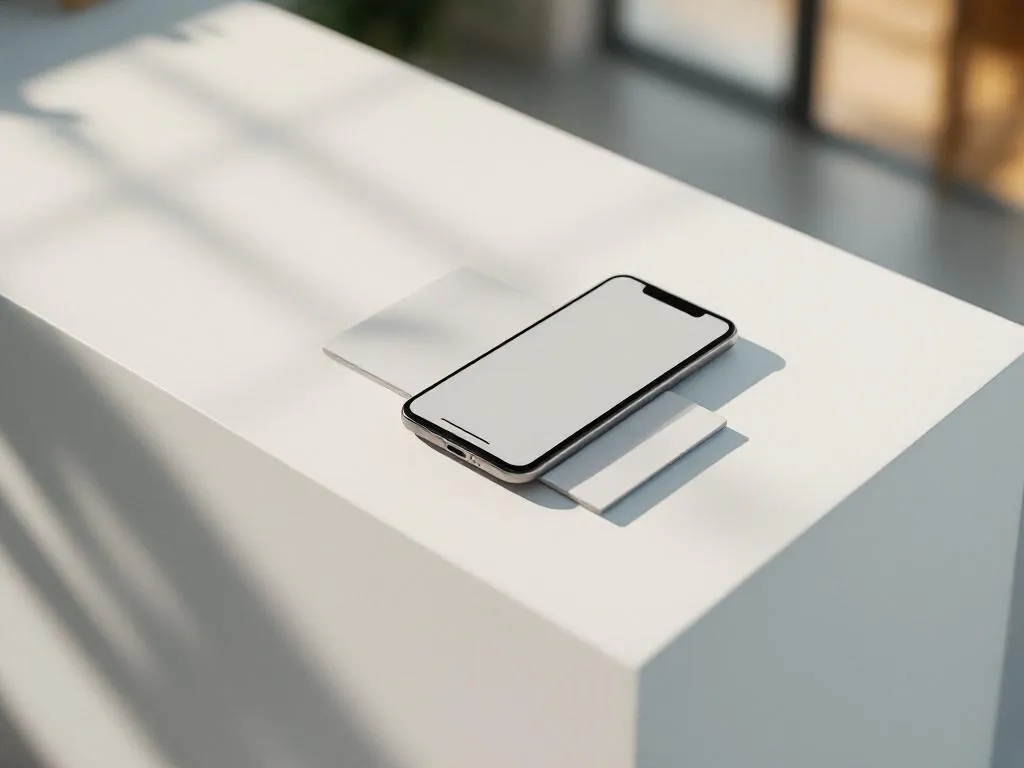 Smartphone displaying payment screen on hotel reception desk with booking confirmation cards and natural lighting